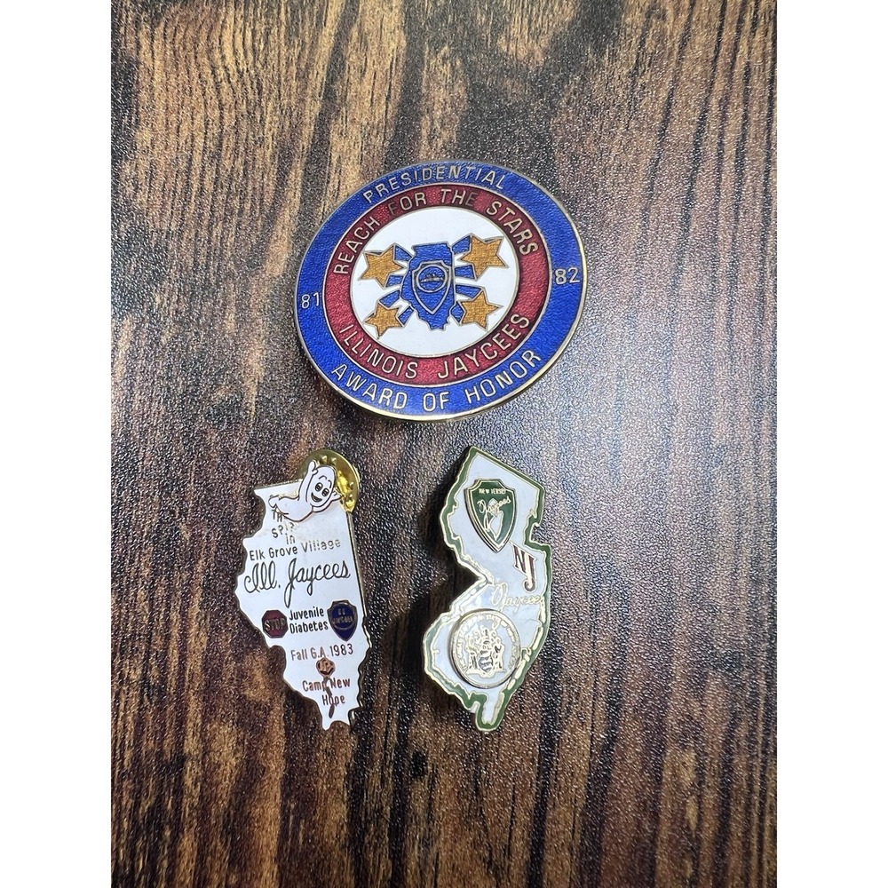 Vintage Illinois New Jersey Jaycees Reach For The Stars Lapel Pin